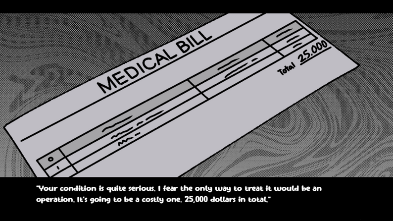 Medical bill showing $25,000 in Bloodmoney Clicker